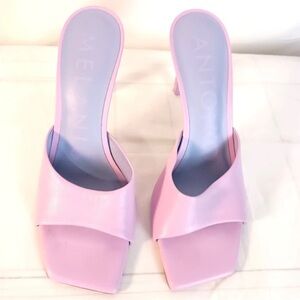 Antonio Maurizi Pastel Pink Heeled Mules